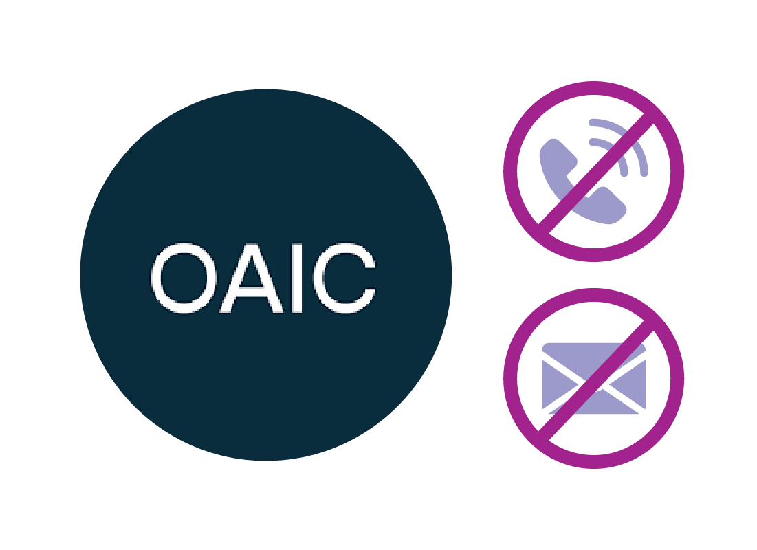 the OAIC logo and a block call and block email icons