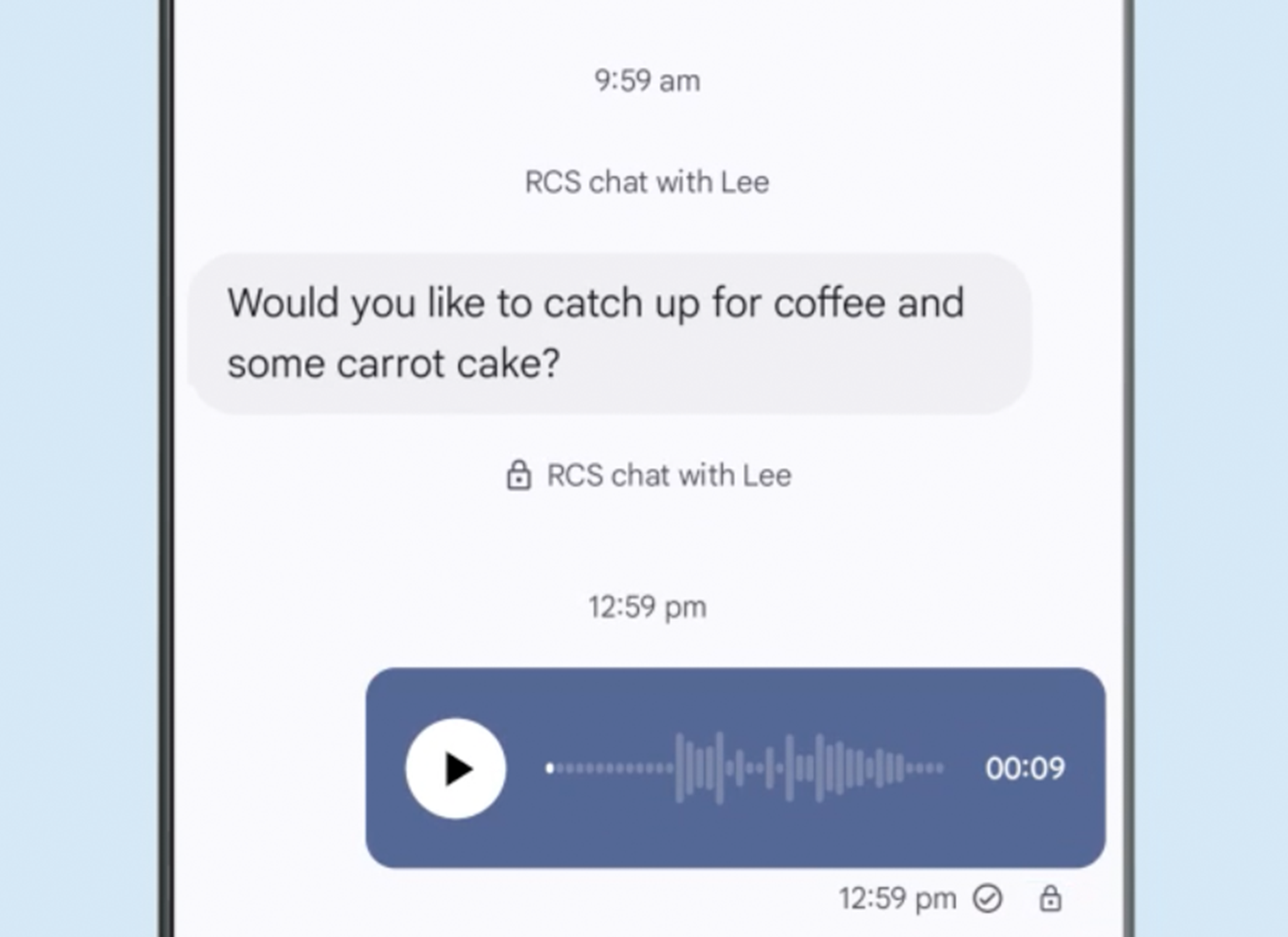 A voice message sent in a chat on an Android phone