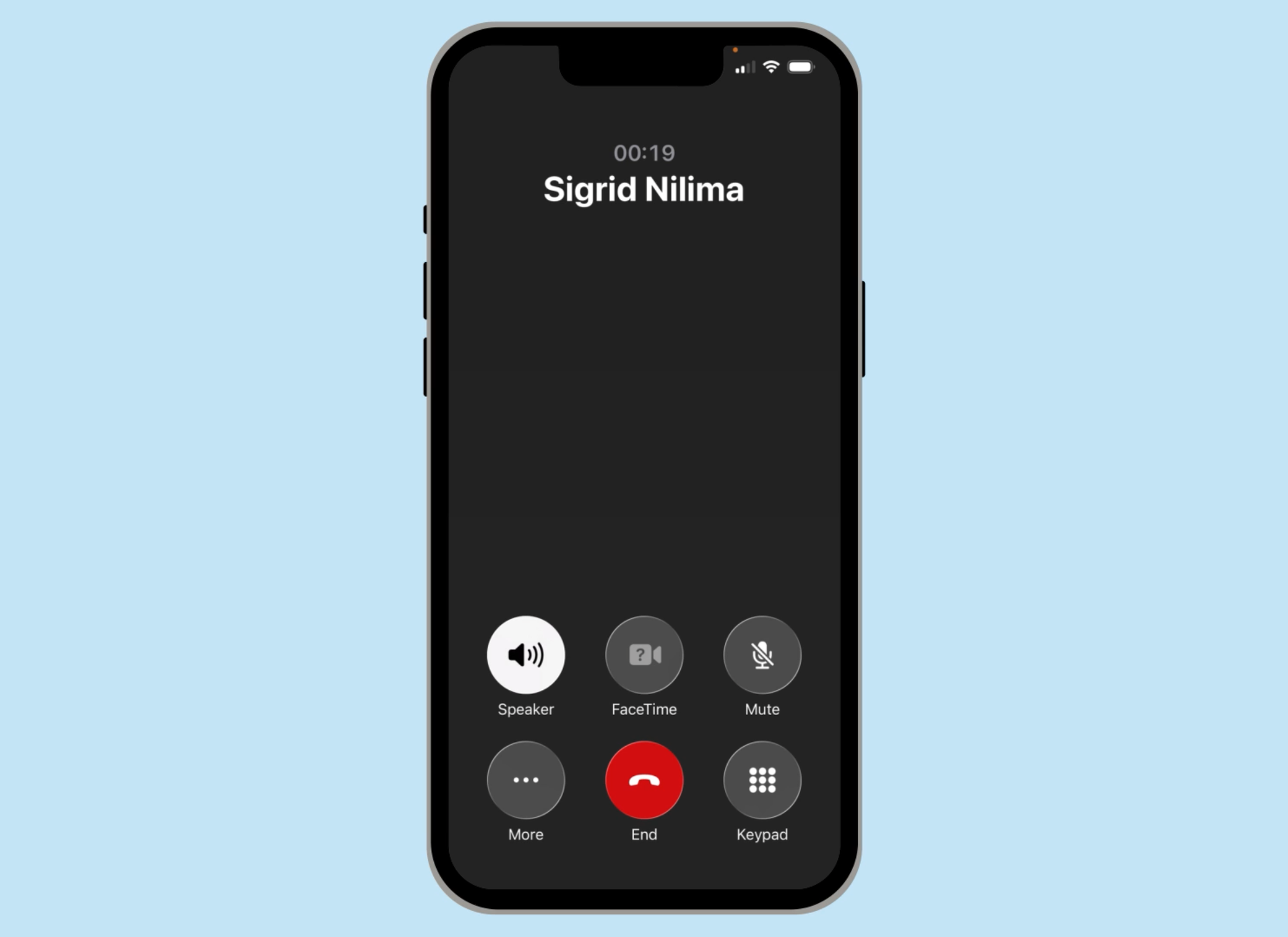 The Speaker button on an iPhone call screen