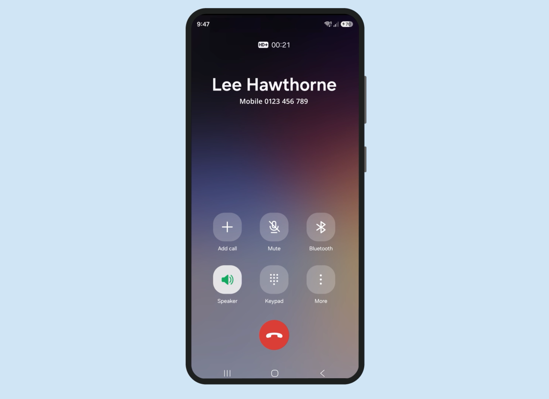 The Speaker button on an Android phone call screen