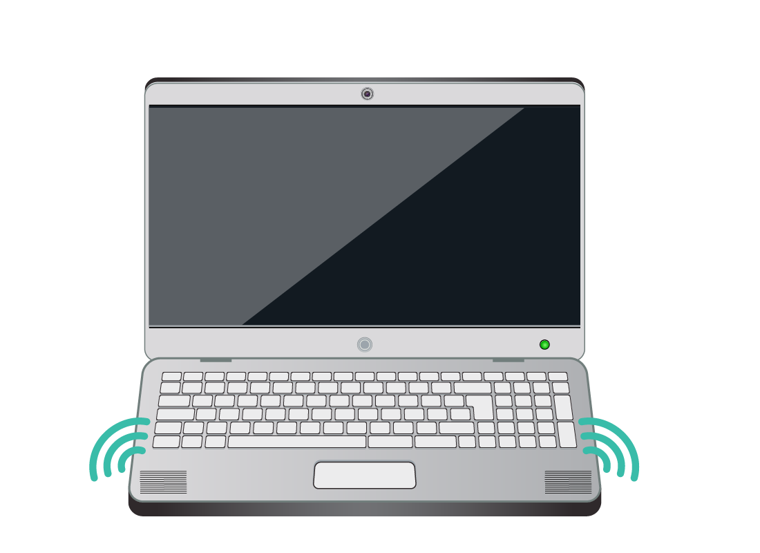 An example of where speakers may be found on a laptop