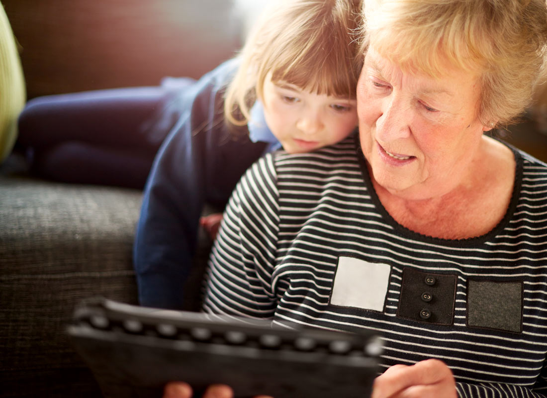 Nanna and her granddaughter checking out the internet