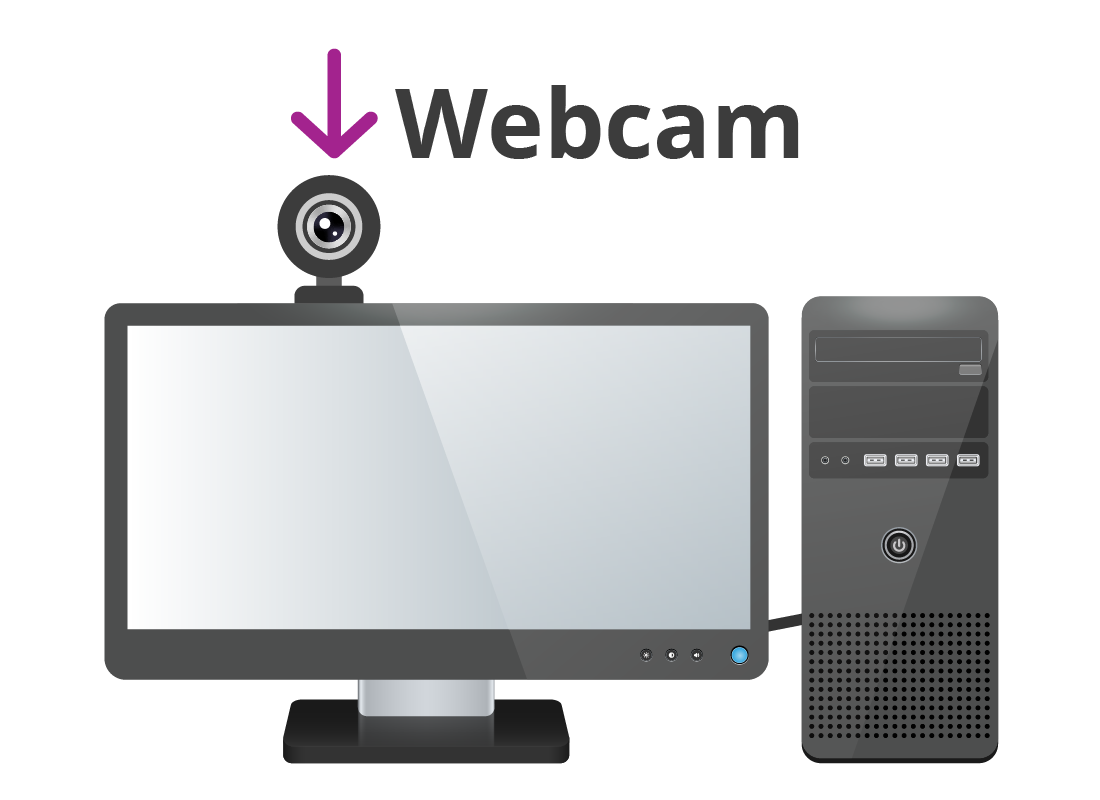 An example of an external camera that is attached and centred at the top of a computer screen