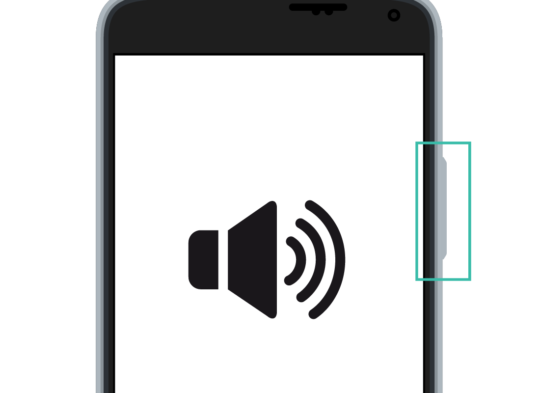 A smart phone with the side of the device highlighted as that is usually where the volume buttons are located