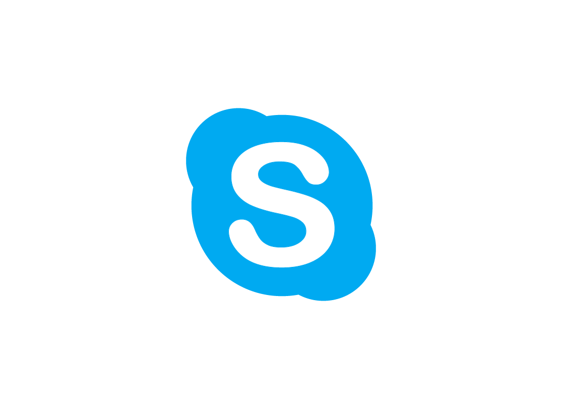 The Skype logo, which looks like a large white S inside an elongated blue bubble