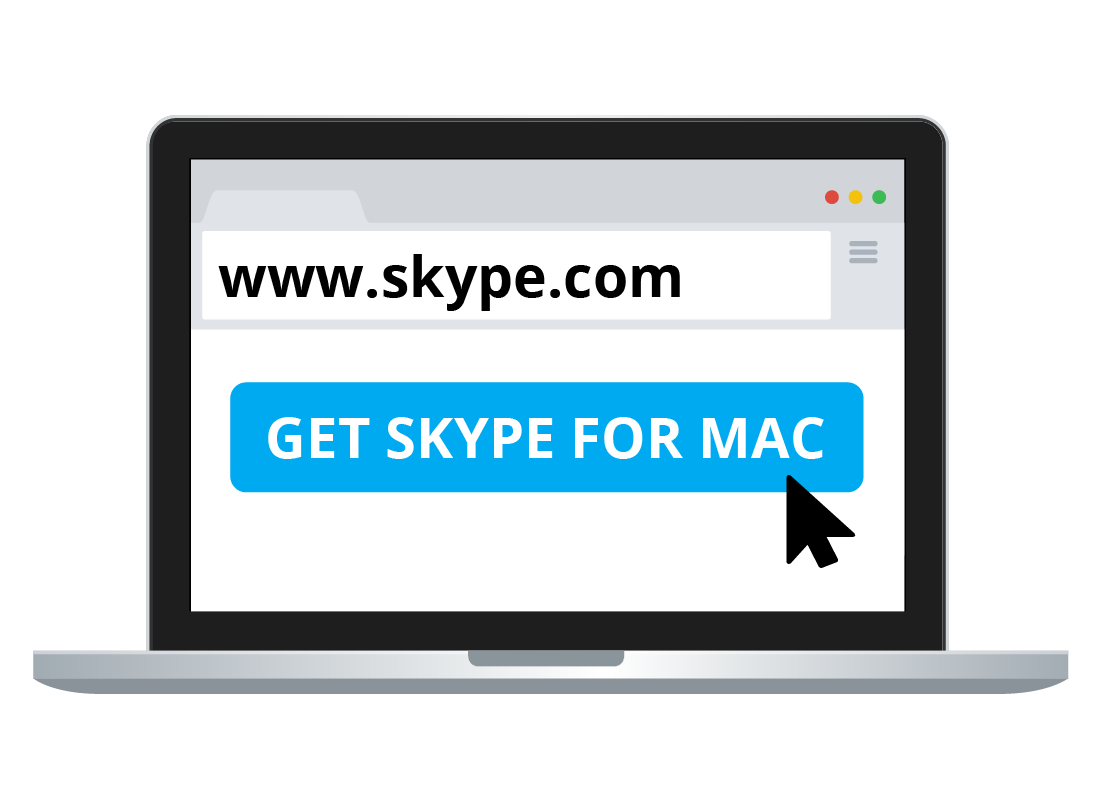 A Mac laptop displaying the 'Get Skype for Mac' button