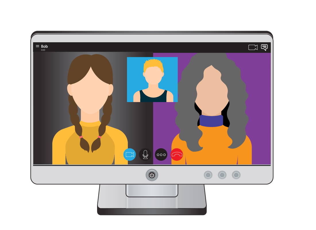 A sample Skype call featuring three people