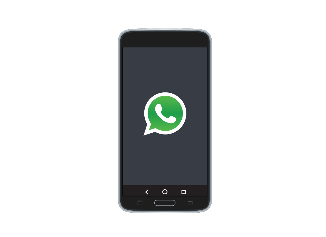 A smartphone with the WhatsApp logo on it