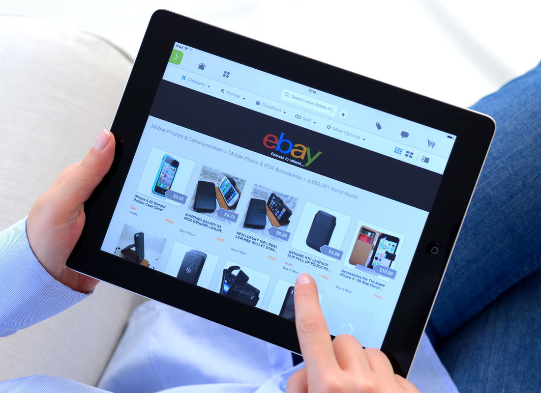 A tablet with an ebay page displayed