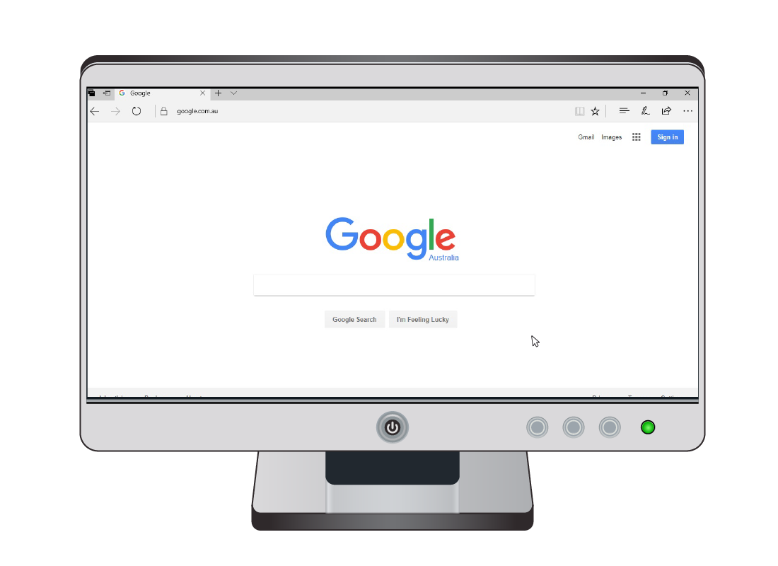 A computer screen displaying the Google search page