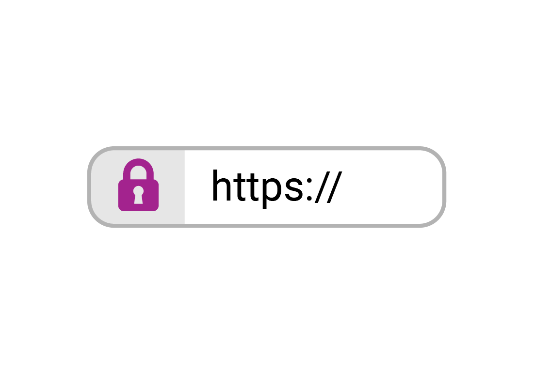 Two signs of a secure website - a padlock and https at the beginning of the url