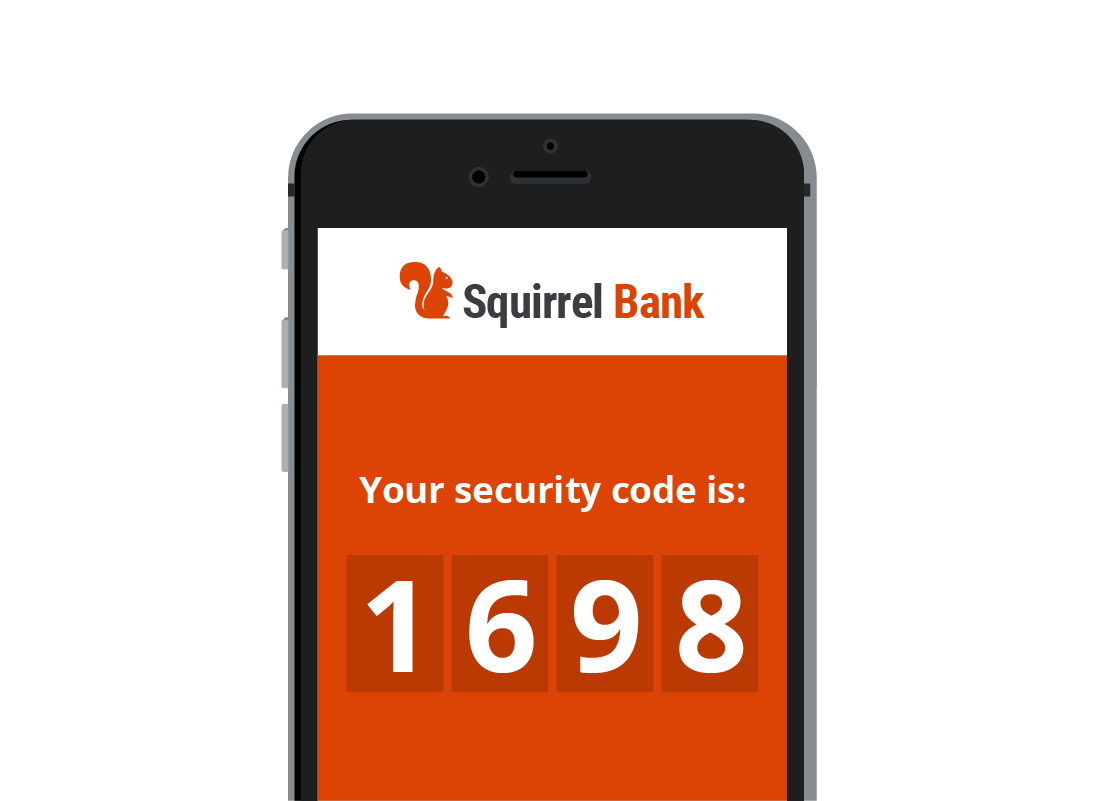 A mobile phone screen showing a special code from the bank