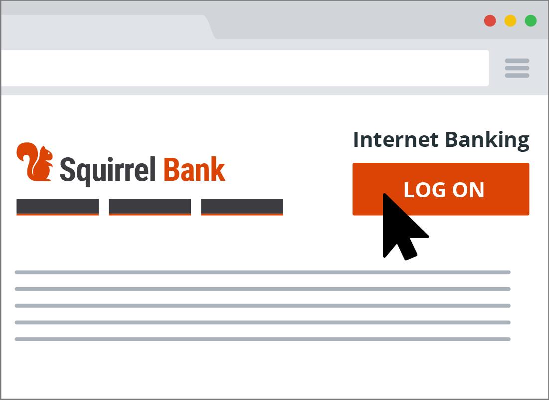 The Log on button on a banking website