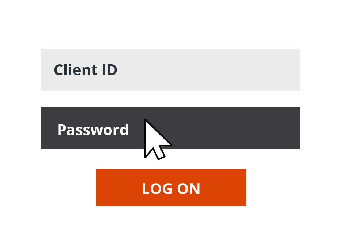 A Password text field is highlighted on a log in screen