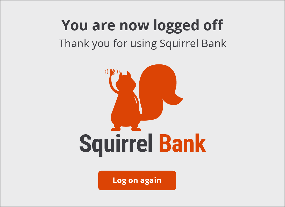 The Squirrel Bank Log off confirmation page