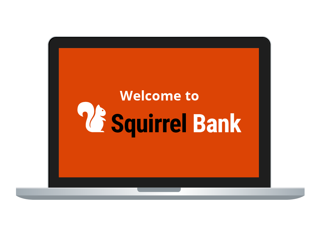 The Squirrel Bank website displayed on a desktop computer screen.
