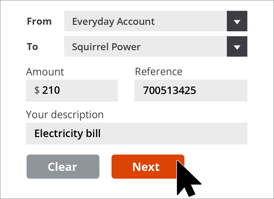 Selecting our Saved Biller from the list to pay our power bill.