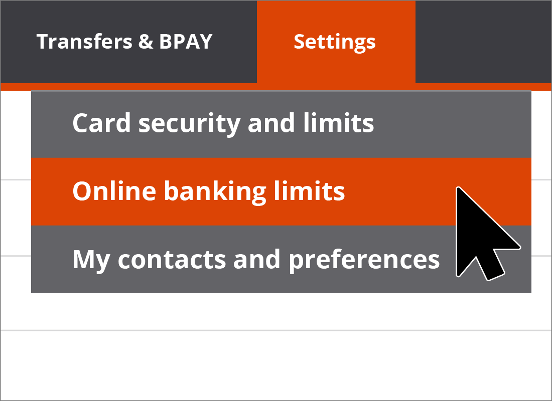 Navigating to the Squirrel Bank Online banking limits page.