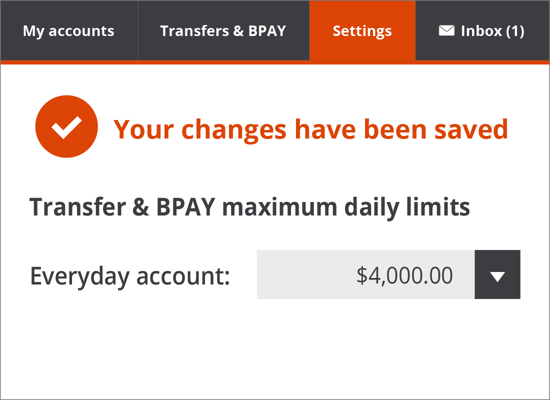 The Squirrel Bank Everyday account daily limit has been successfully changed to $4,000. 