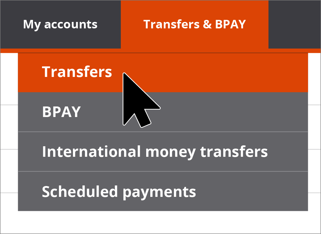 Navigating to the Transfers page on Squirrel Bank's website.