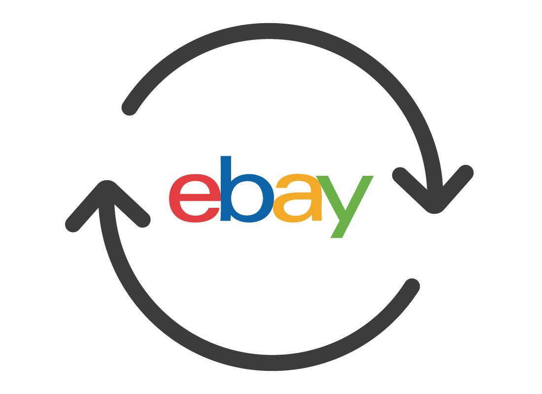 eBay logo with arrows indicating how you can manage everything, start-to-finish, on eBay.