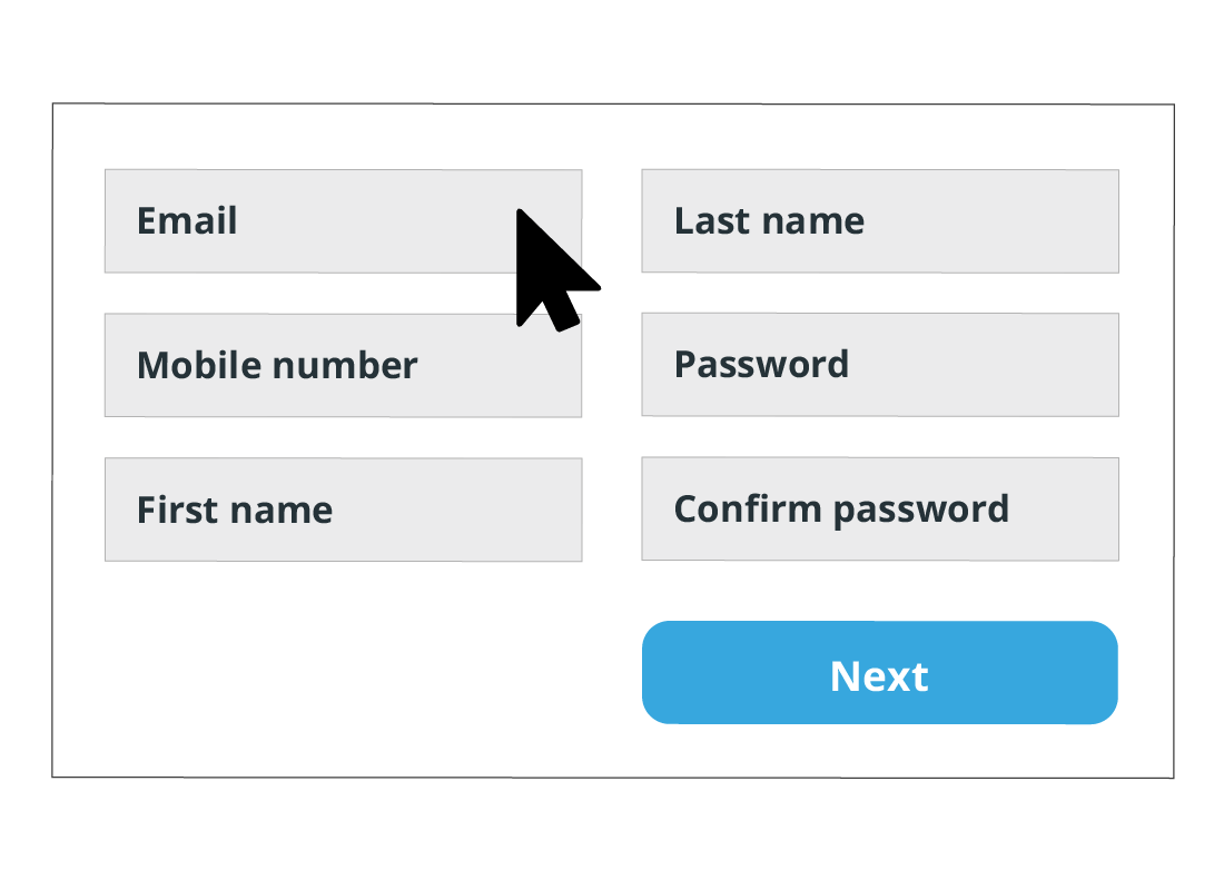 A form to complete when creating a PayPal account.