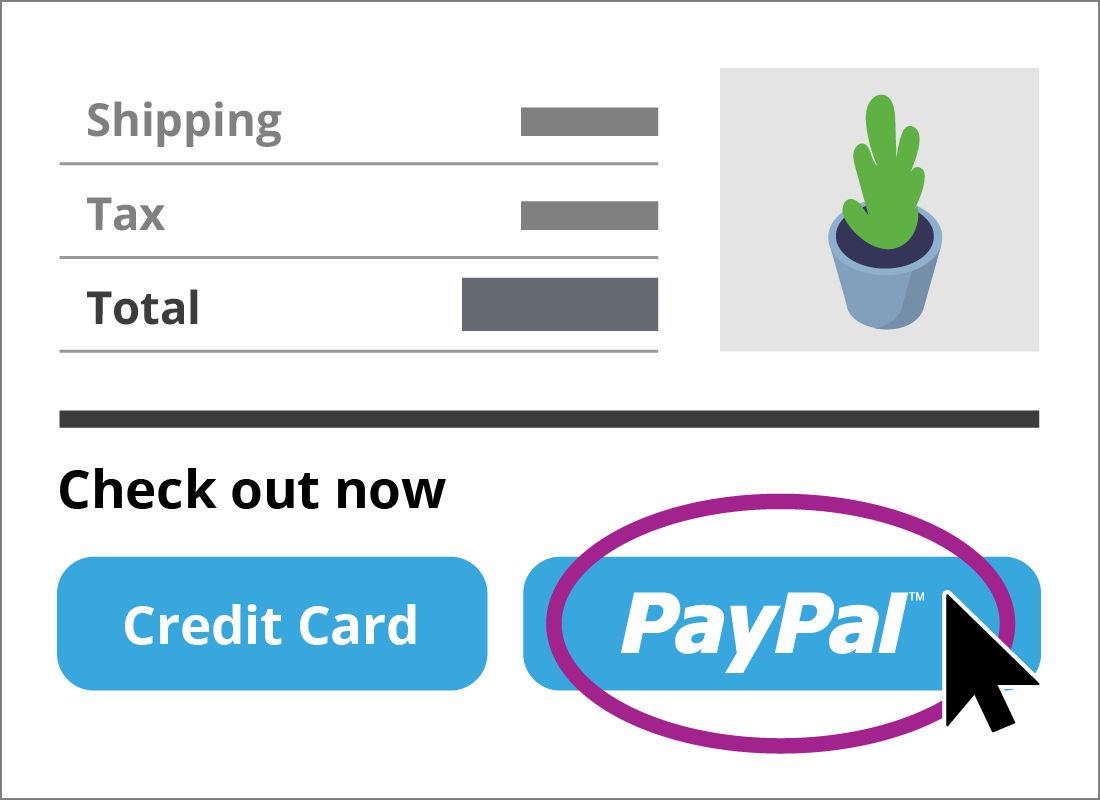 Once it's set up, you are free to choose the PayPal option for your online purchases, where available.