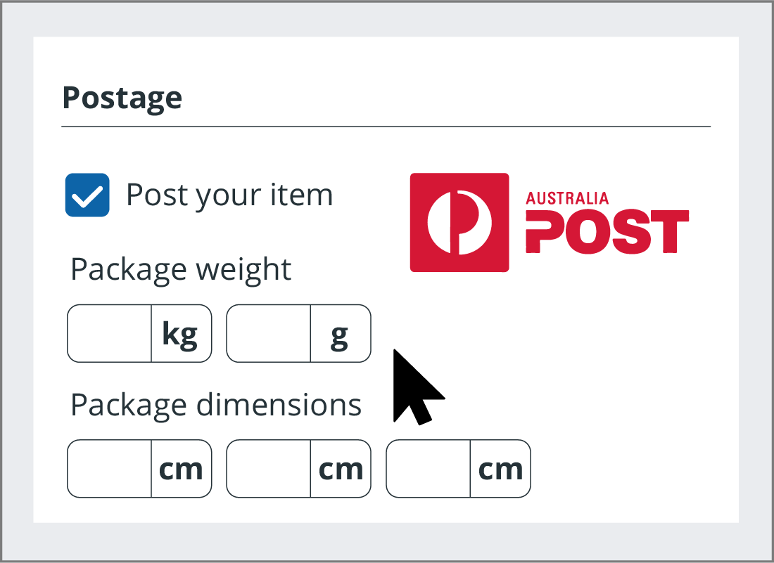 Entering item details for postage