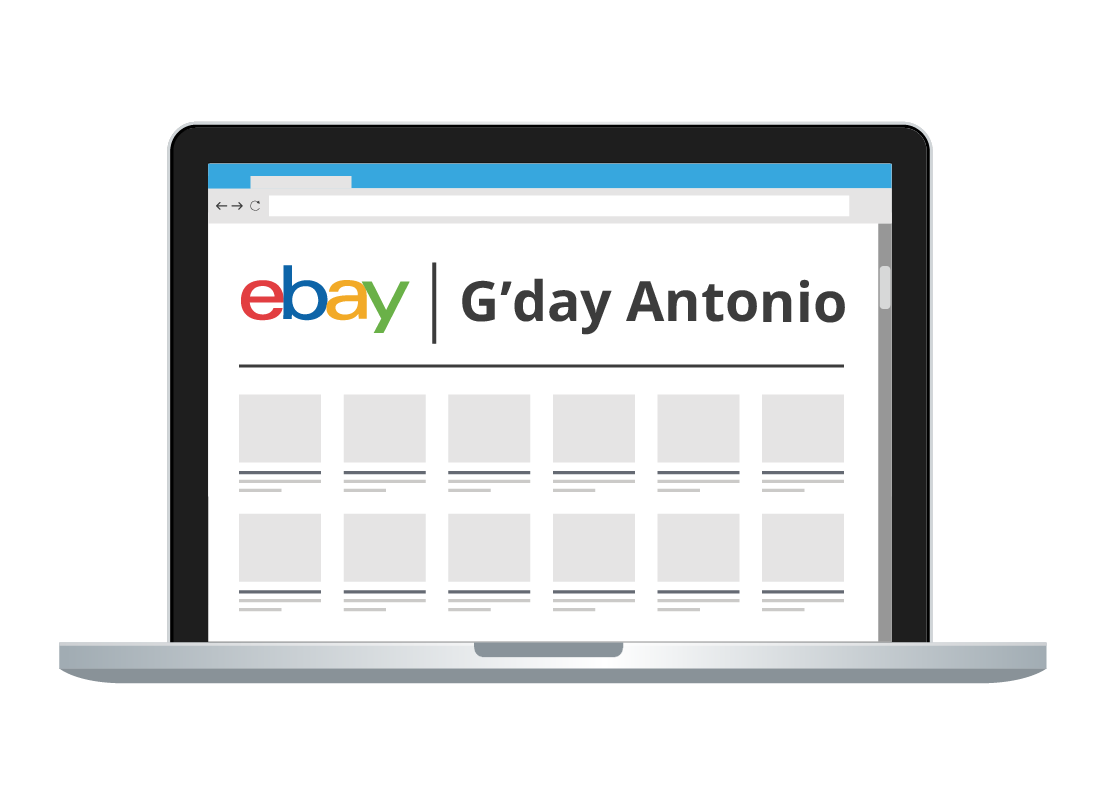 eBay welcome screen for signed in user