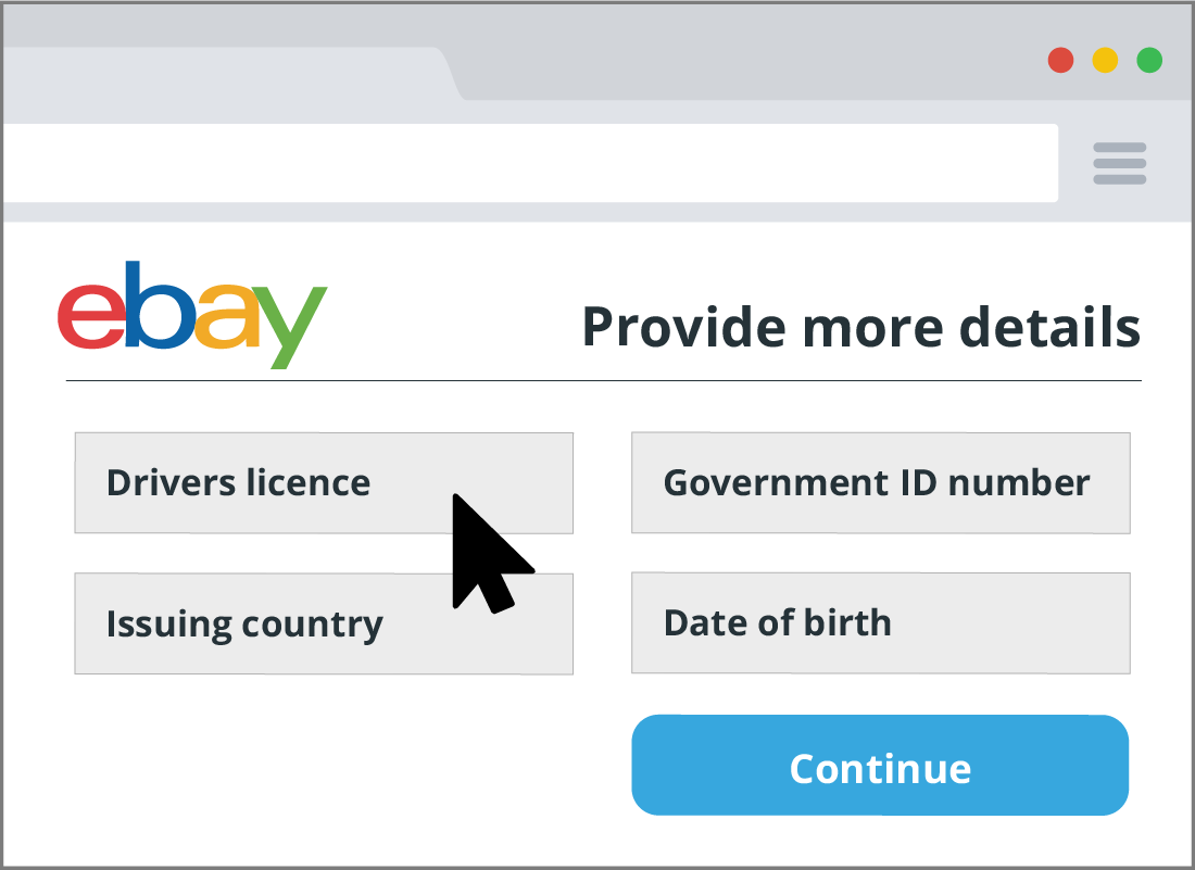 eBay welcome screen for signed in user