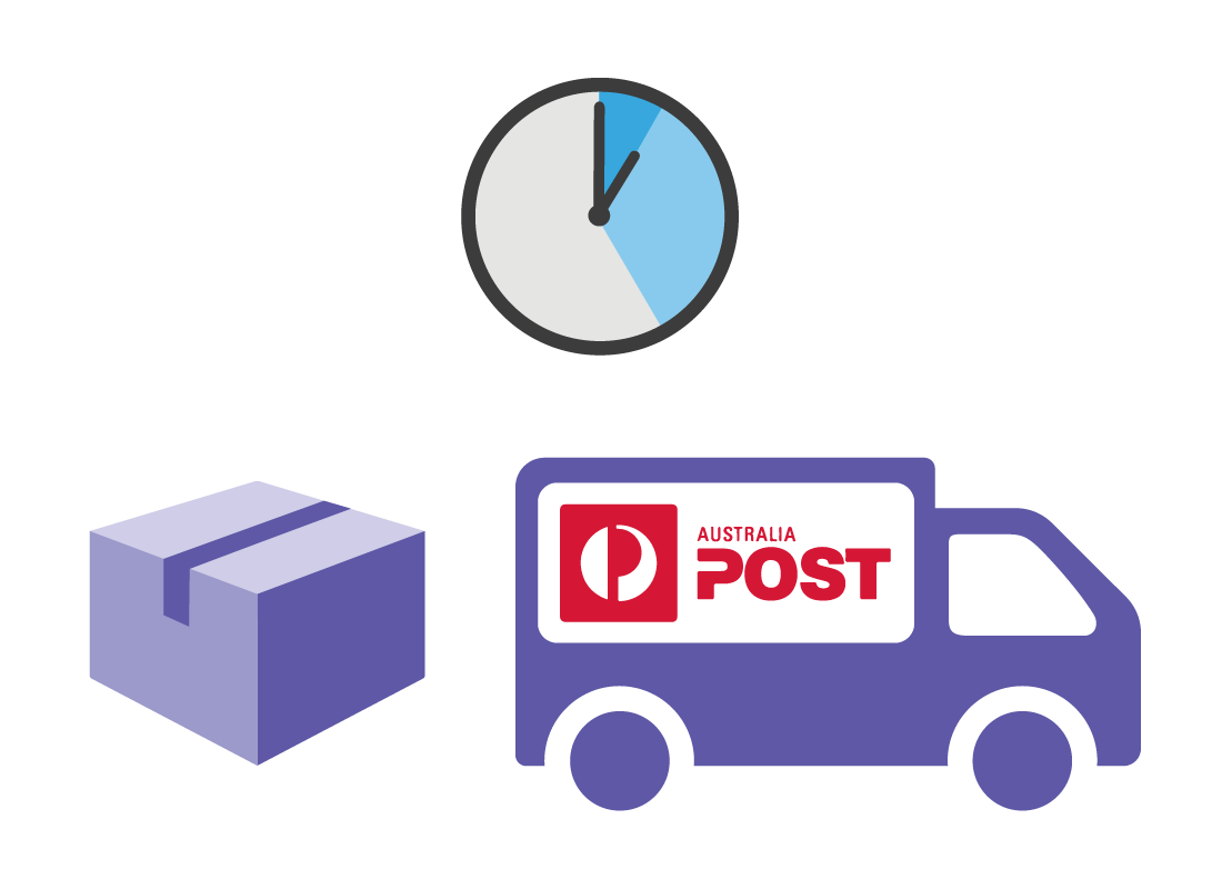 Post truck with parcel and clock showing time