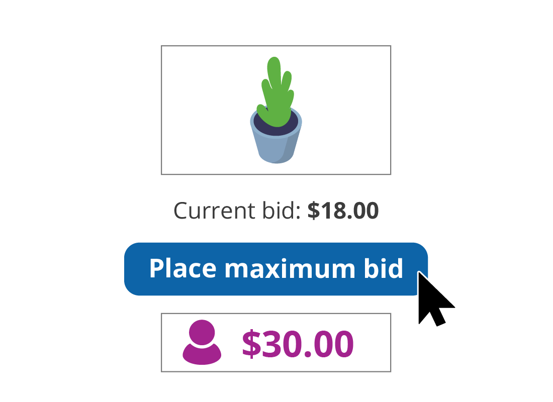 The Place maximum bid button on an eBay auction item.