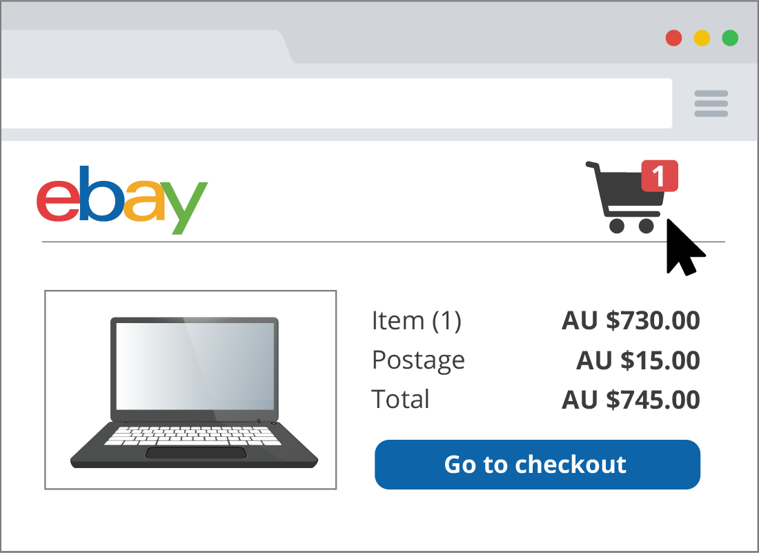Your eBay shopping basket will contain any purchases you have made as soon as you click Buy It Now.