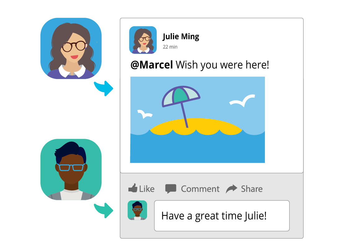 Friends can Comment on or Like your posts on Facebook.