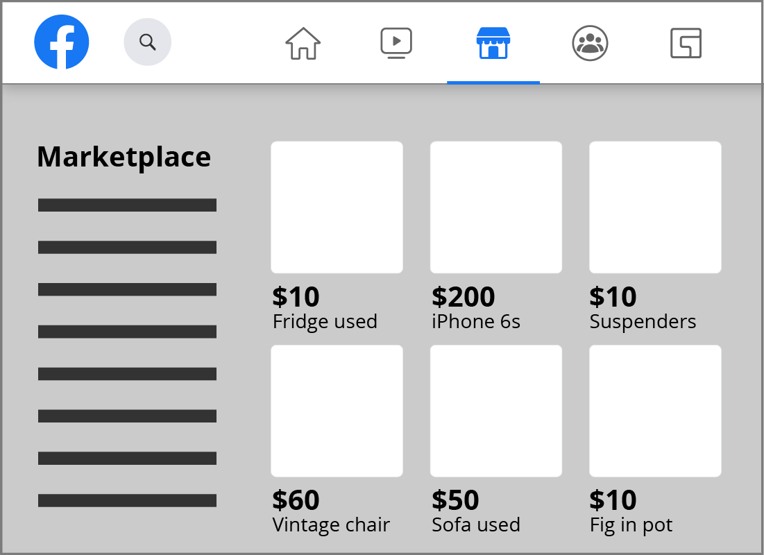 A Facebook Marketplace page.