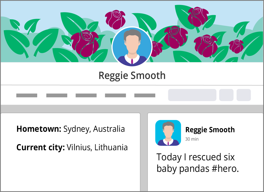 A fake Facebook profile in the name of Reggie Smooth.