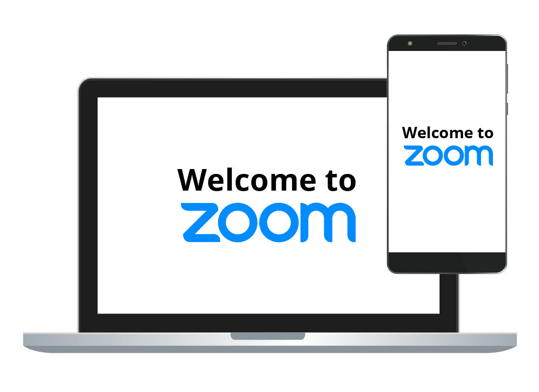 A laptop computer and a smartphone both using Zoom.