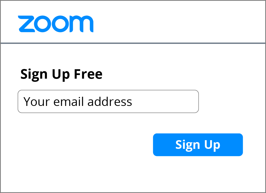 The email address text field on the Zoom sign up form.