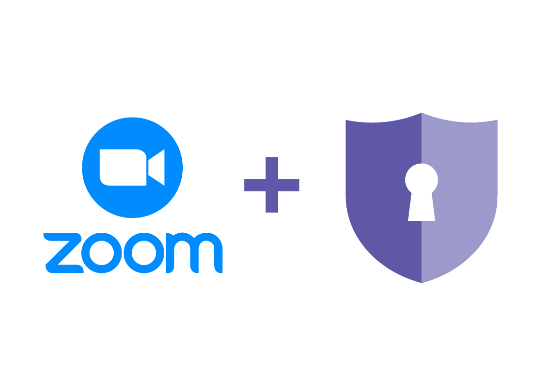 The Zoom logo and a graphic of a lock to denote safety.