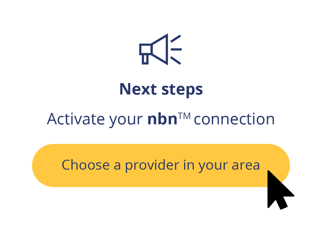 A graphic showing the nbn website Next Steps options.