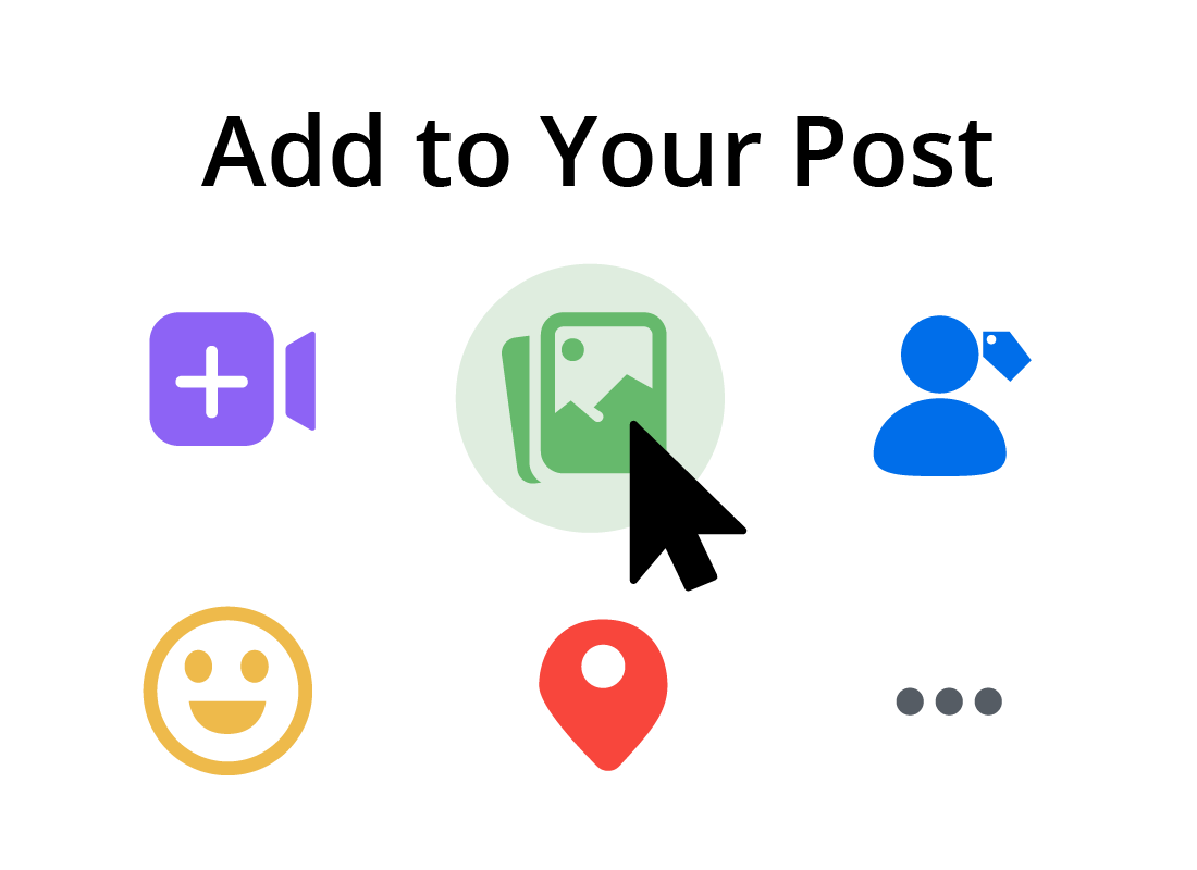 A close up of the options for content you can add to a Facebook post.