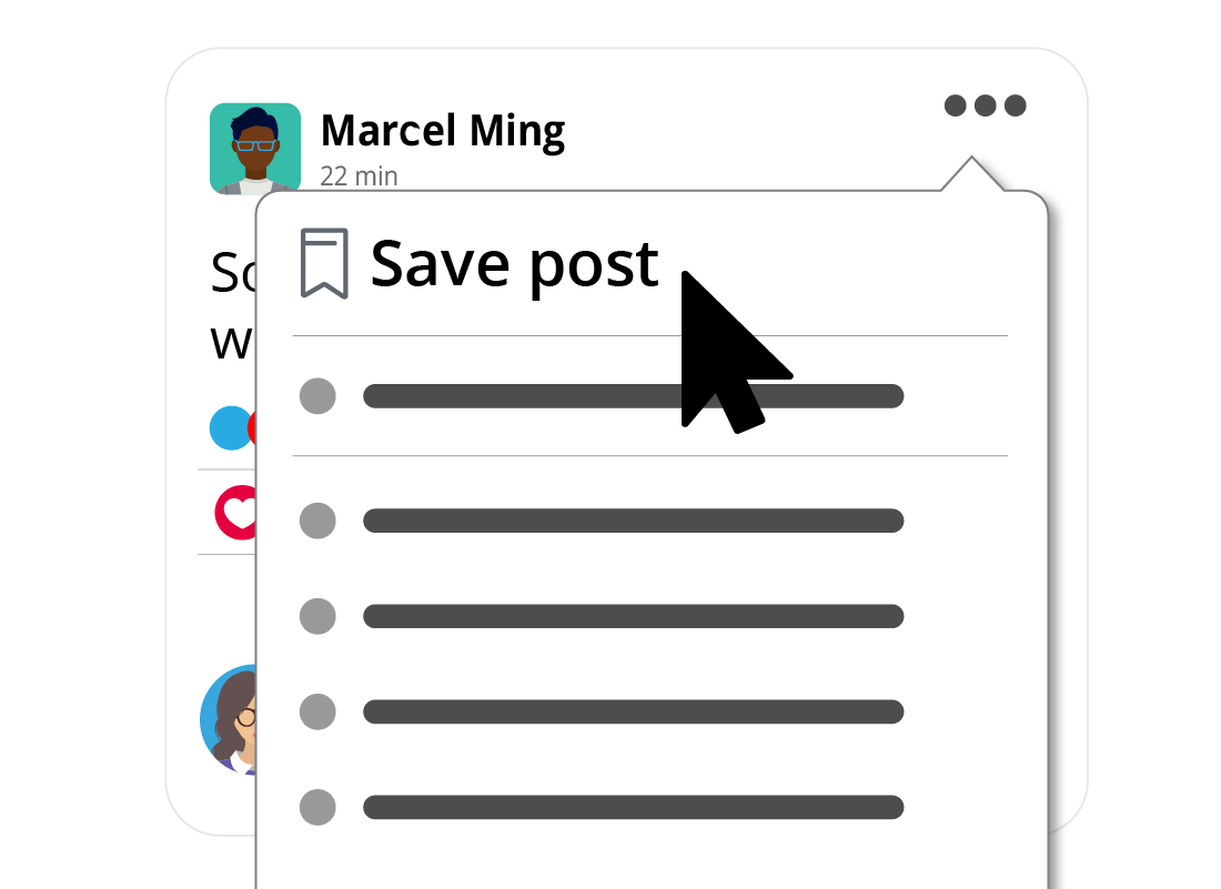 The three dots in the top right hand corner of a post can be clicked to reveal a handy list of options.