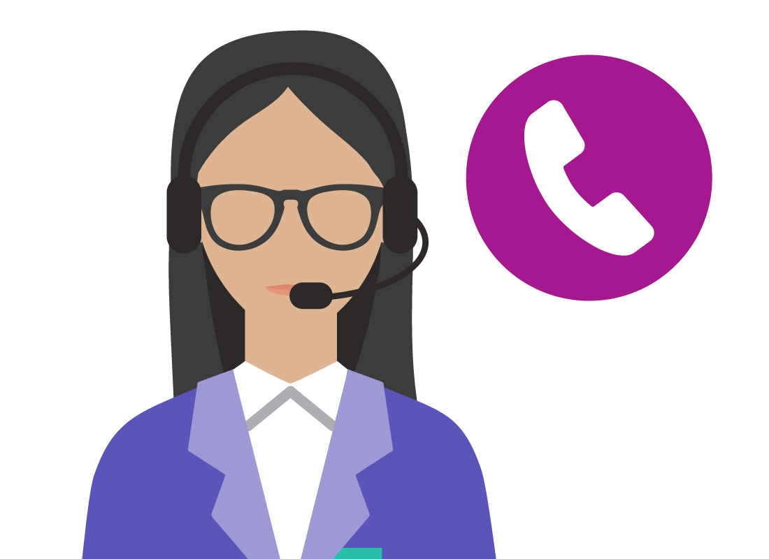 A depiction of a person manning a help line
