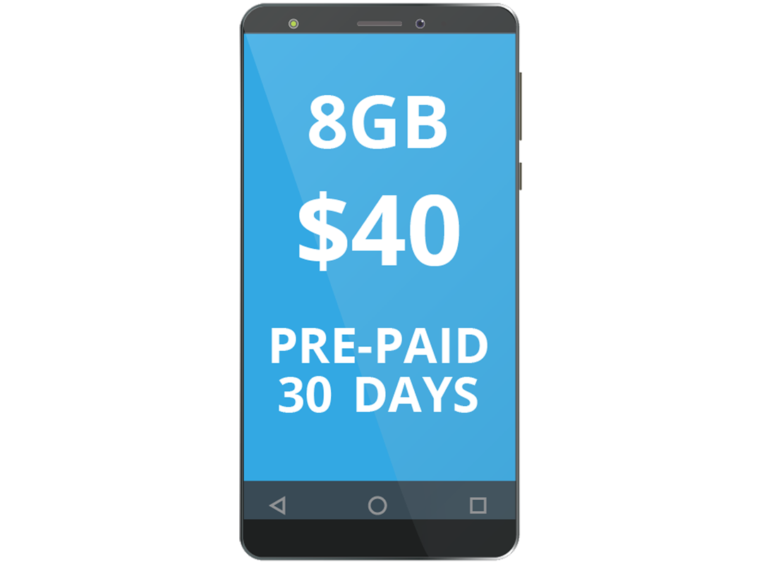 A mobile phone displaying a typical pre-paid data plan cost