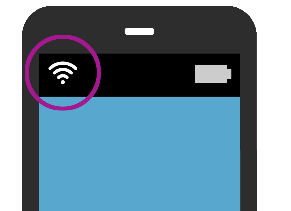 A zoomed-in view of the Wi-Fi signal on a mobile phone screen