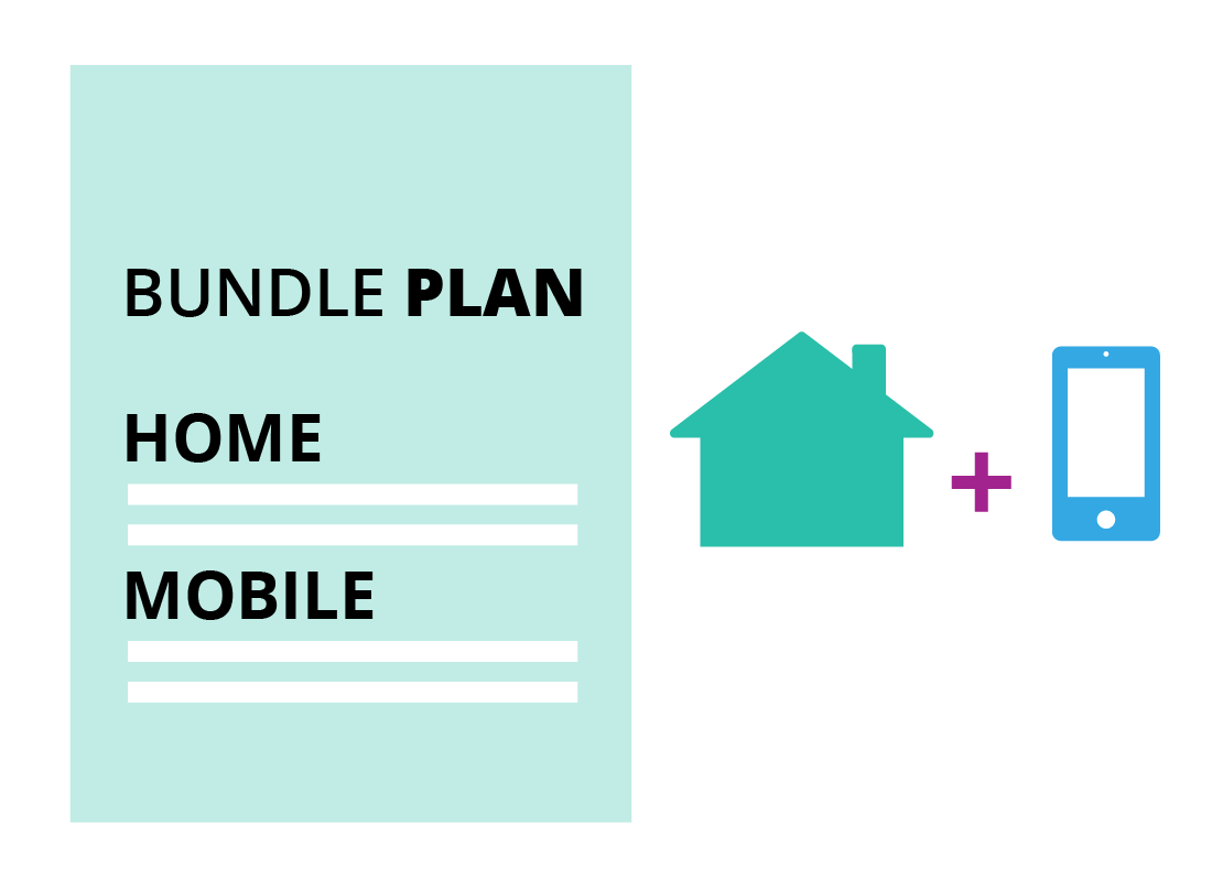 A graphic of a bundle internet plan, including home and mobile data on the same plan