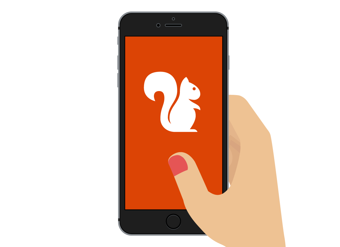 A graphic of a smartphone screen displaying the Squirrel Bank app