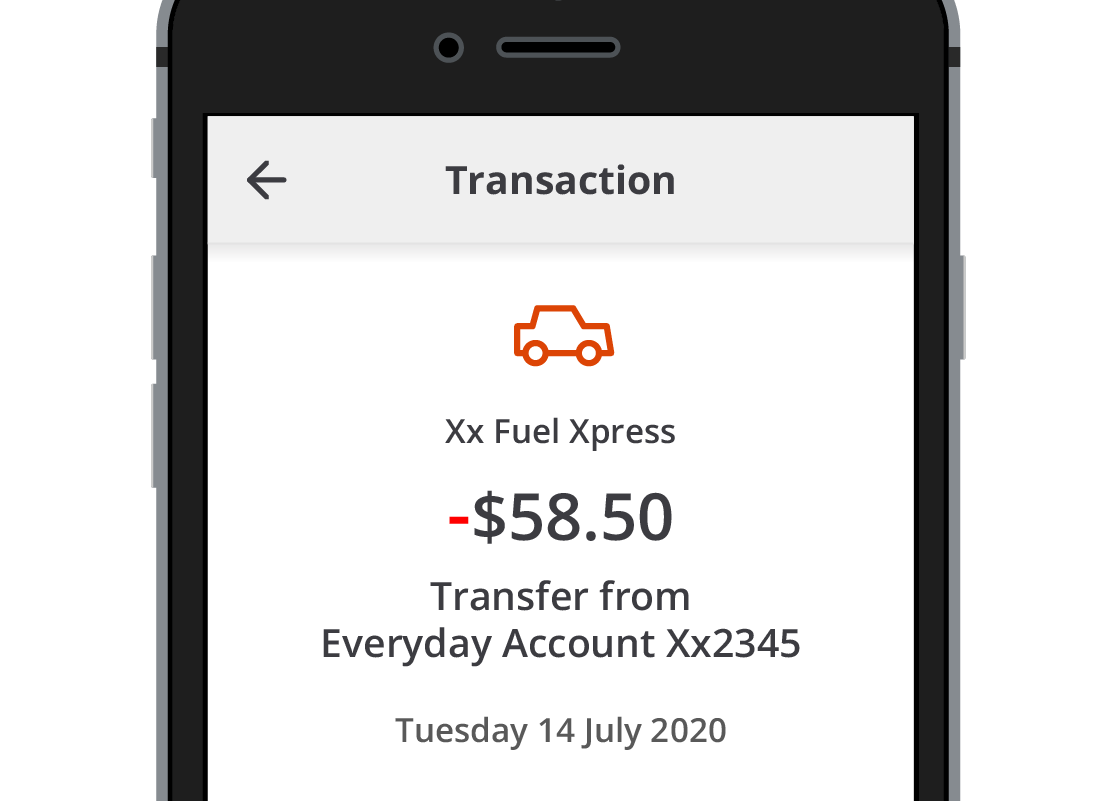 A close up of a transaction for purchasing fuel displayed on a smartphone screen.