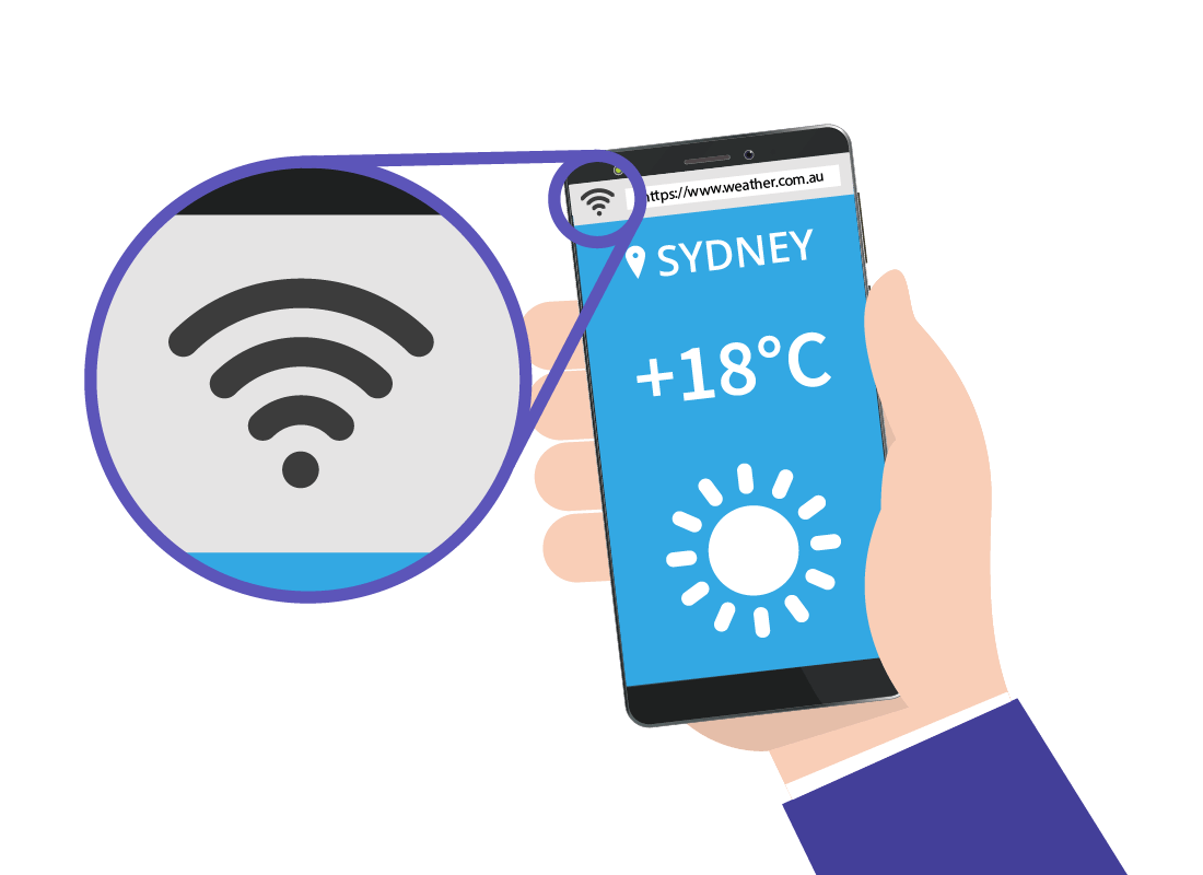 A zoomed-in view of the Wi-Fi strength icon on a mobile phone