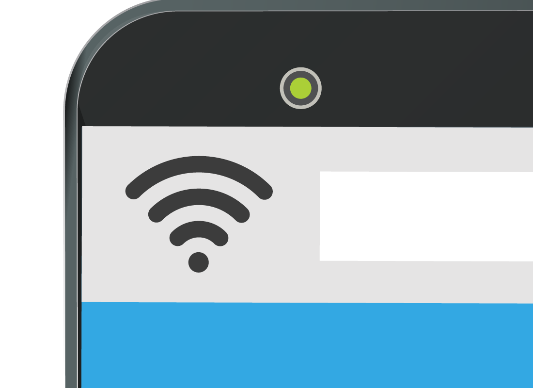 A zoomed-in view of the Wi-Fi strength icon on a mobile phone